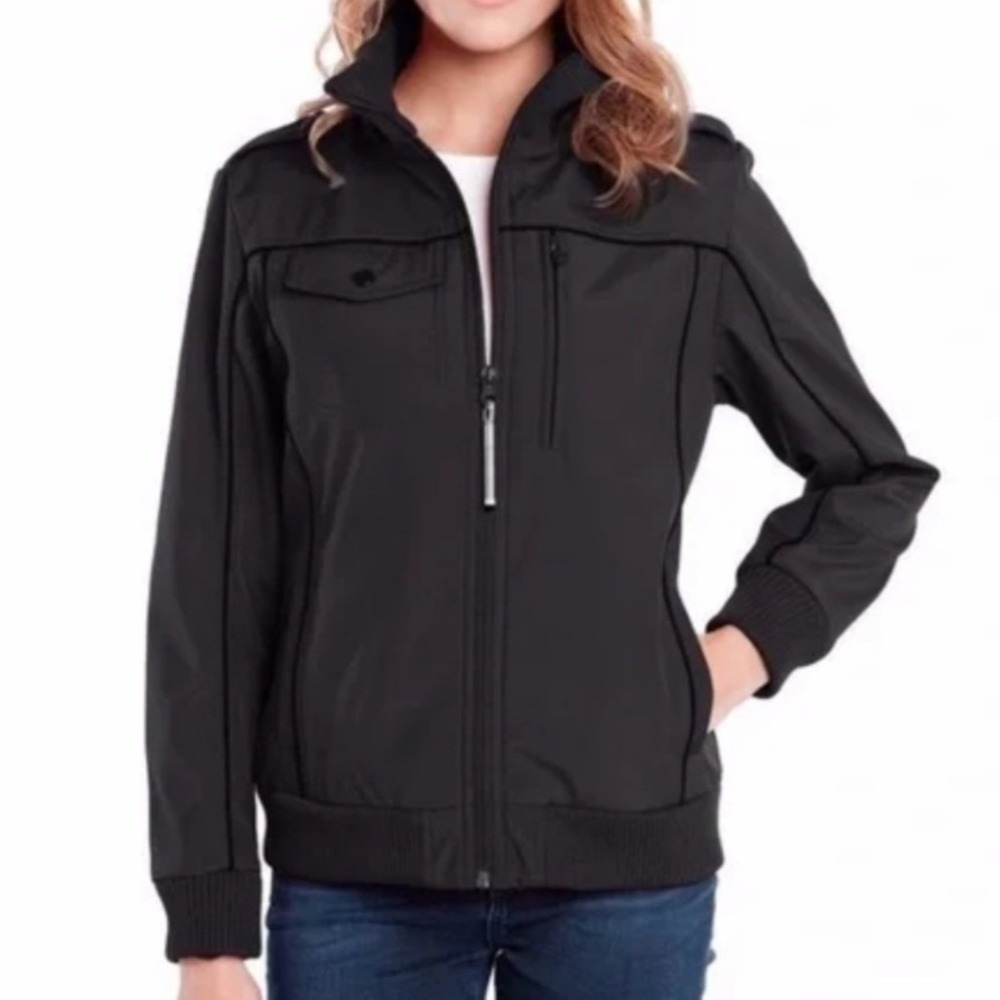 Baubax Black Water Resistant Travel Bomber Jacket Detachable Hood XS Gorpcore